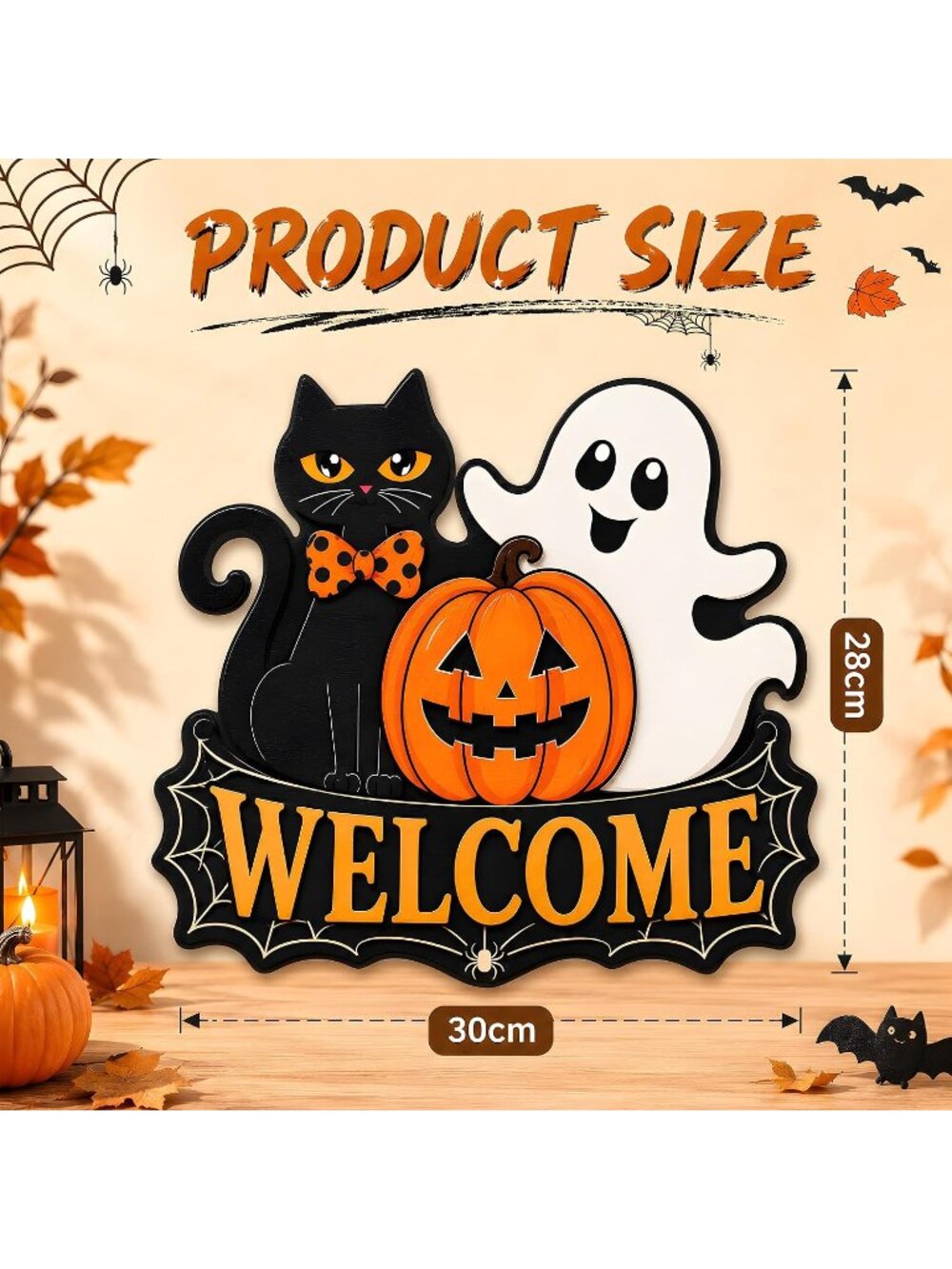 Halloween Party Decorations - Welcome Wreaths Sign for Front Door Hanging - Picture 4 of 7